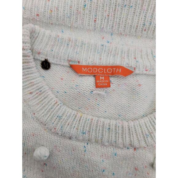 Modcloth Mini Pom Pom Confetti Pullover Sweater Sz M Mint Green Crew Neck Womens - Picture 7 of 9